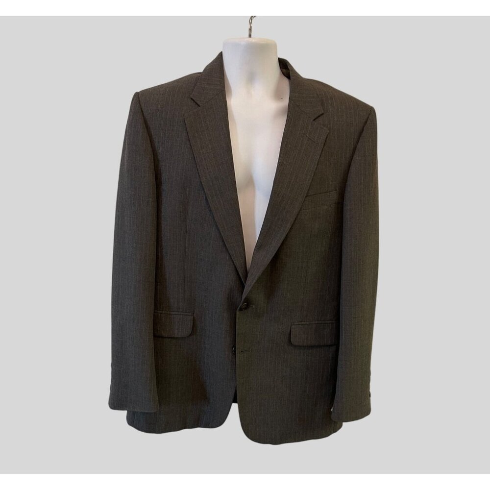 Stafford Mens Gray Pinstripe Suit Jacket Wool Blend Classic Tailored Fit Size 44